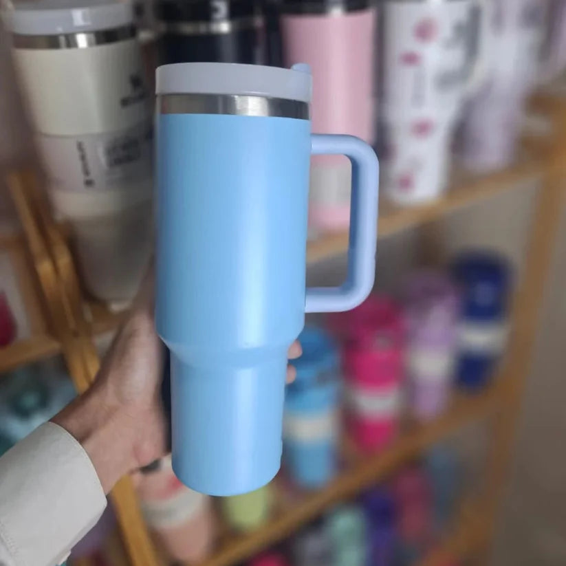40oz Insulated Stainless Steel Tumbler with Straw - Sky Blue